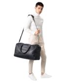 The Darrio Black Leather Duffle Bag