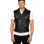 Men's Black Leather Biker Vest – Jannik