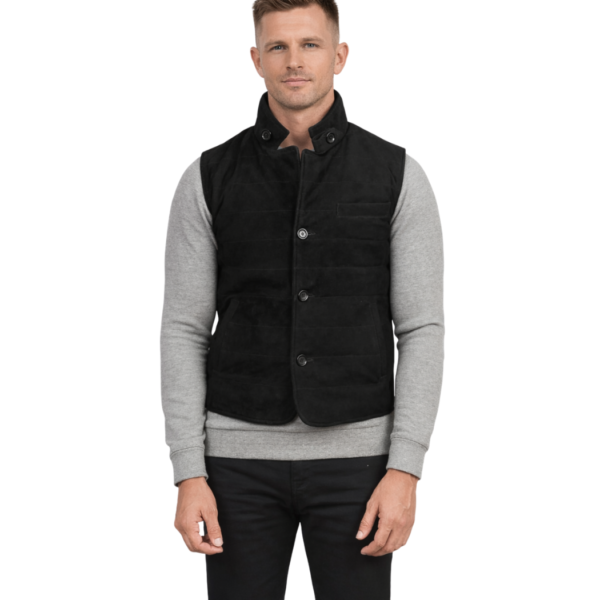Men's Black Suede Vest - Laurits