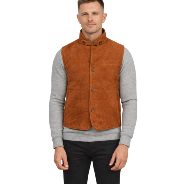Men's Brown Suede Vest - Laurits
