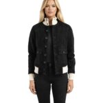 Sasha A1 Black Suede Bomber Jacket