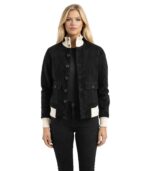 Sasha A1 Black Suede Bomber Jacket