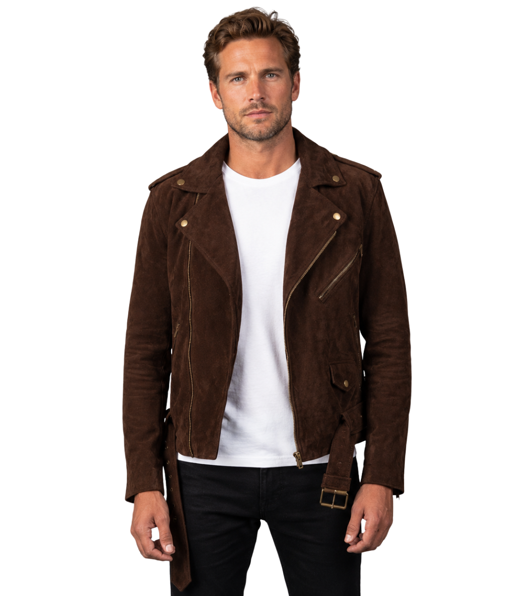 1 Allaric Alley Mocha Suede Biker Jacket - Image 1