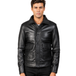 Columbus Black Leather Bomber Jacket