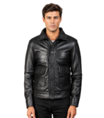 Men's Black Leather Field Bomber Jacket – Espen