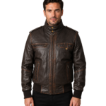 Glen Street Brown Leather Bomber Jacket