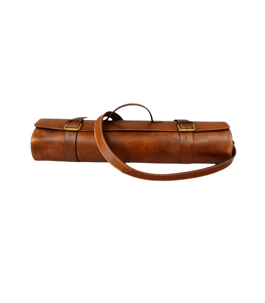 Leather Chef Knife Roll - Caramel Brown