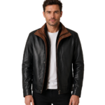 Alfred Black Leather Bomber Jacket