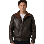 Alfred Brown Leather Bomber Jacket
