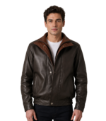Alfred Brown Leather Bomber Jacket