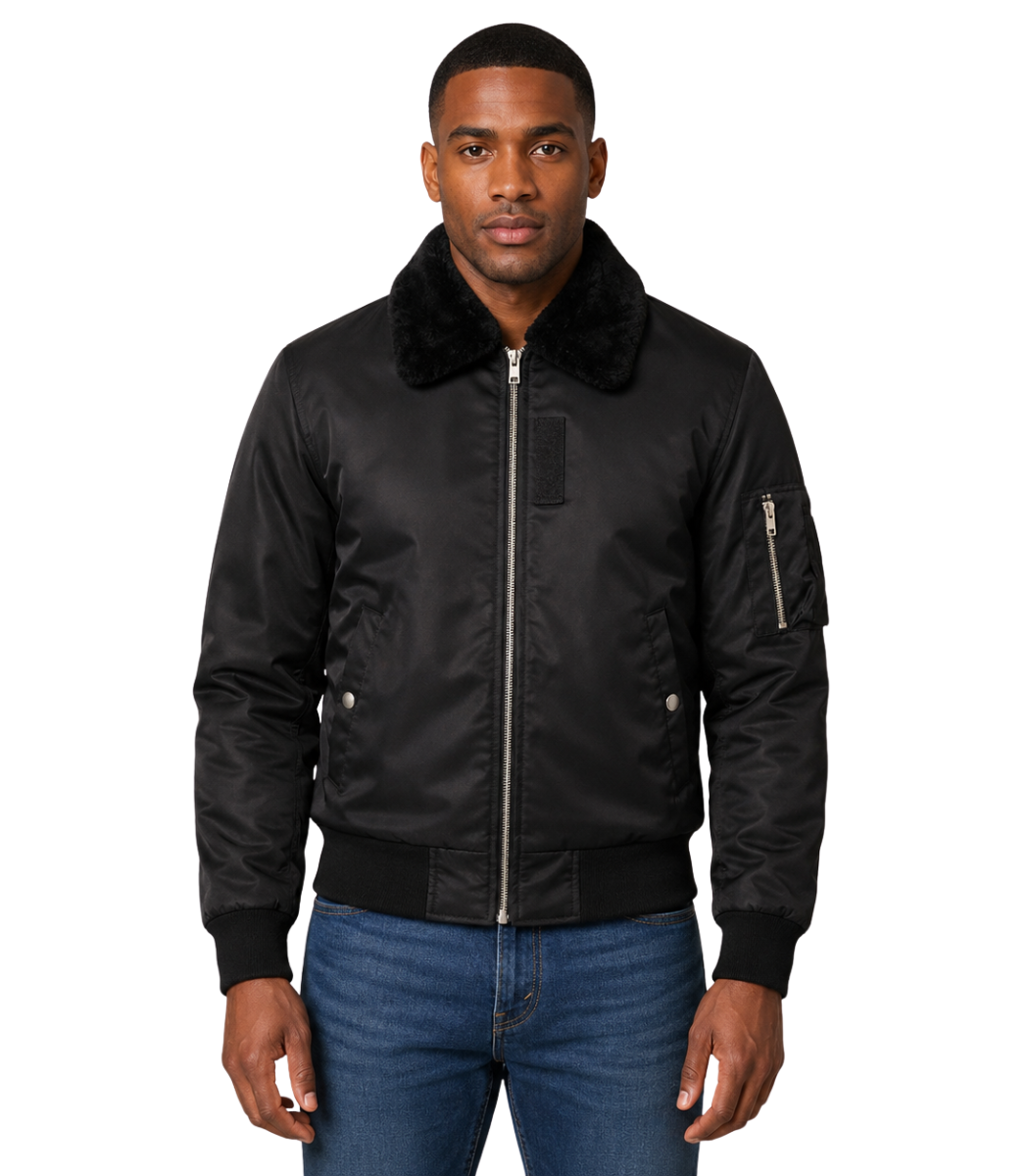 1 Clyde B-15 Black Bomber Jacket - Image 1