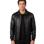 Coffmen Black A2 Leather Bomber Jacket