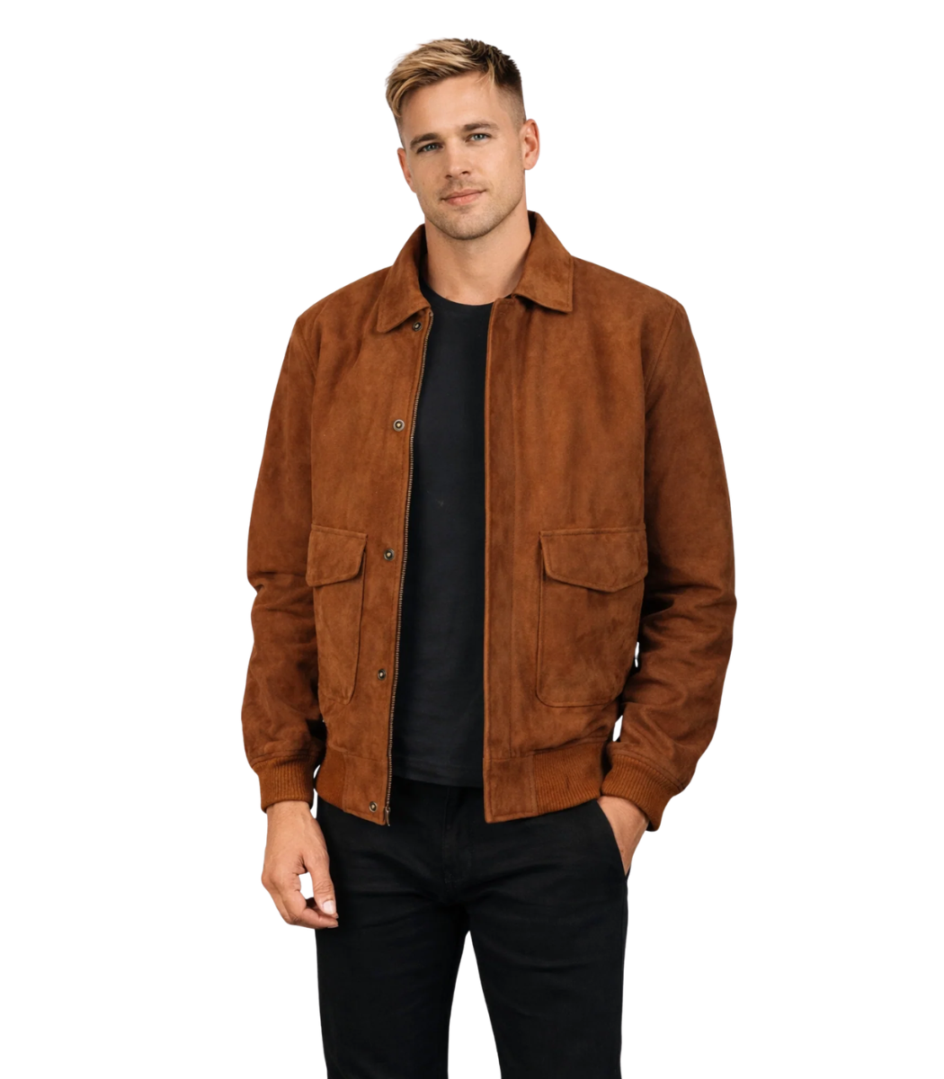 1 Coffmen Brown Suede A2 Bomber Jacket - Image 1