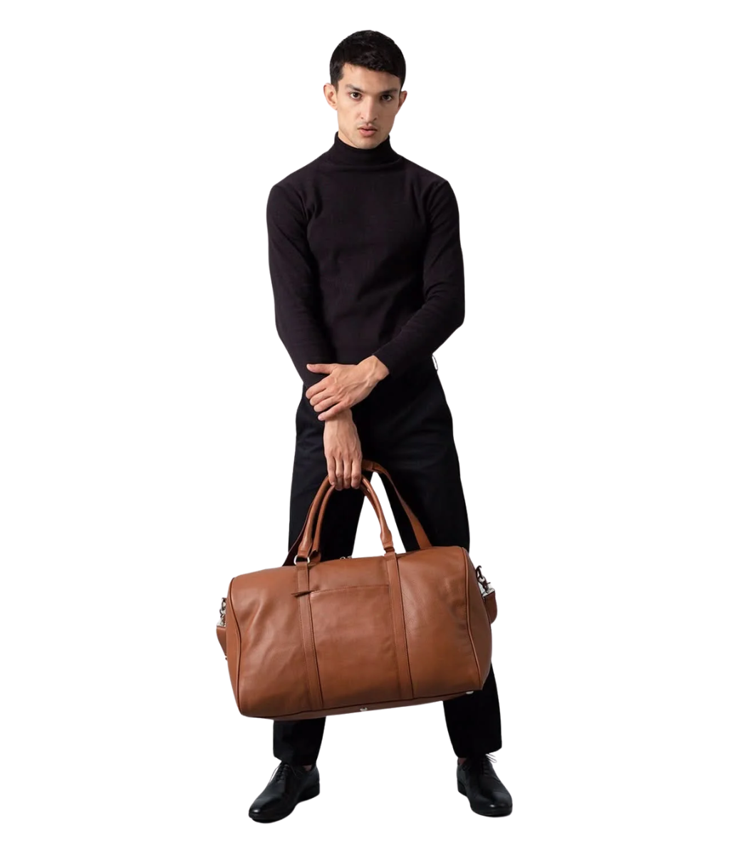 1 The Darrio Brown Leather Duffle Bag - Image 1