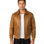 Coffmen Olive Brown A2 Leather Bomber Jacket