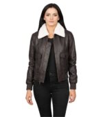 Women's G-1 Maroon Leather Bomber Jacket – Solveig