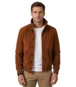 Men's Brown Suede Bomber Jacket – Birk