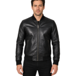 Mens Lambskin Black Bomber Jacket