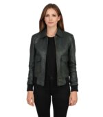 Westa A-2 Green Leather Bomber Jacket
