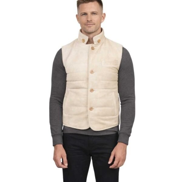Men's Off-White Suede Vest - Laurits