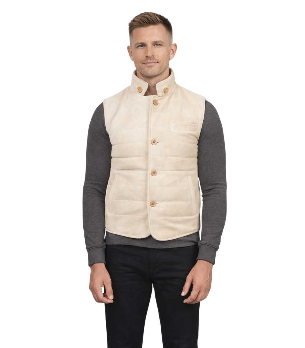 1 Tony Off-White Suede Vest - Image 1