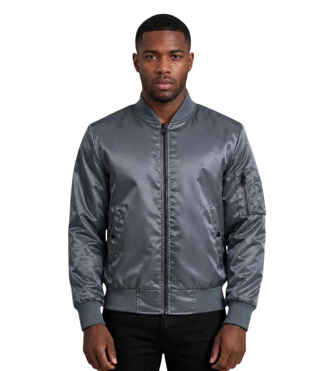 1 Quinton MA-1 Grey Bomber Jacket - Image 1