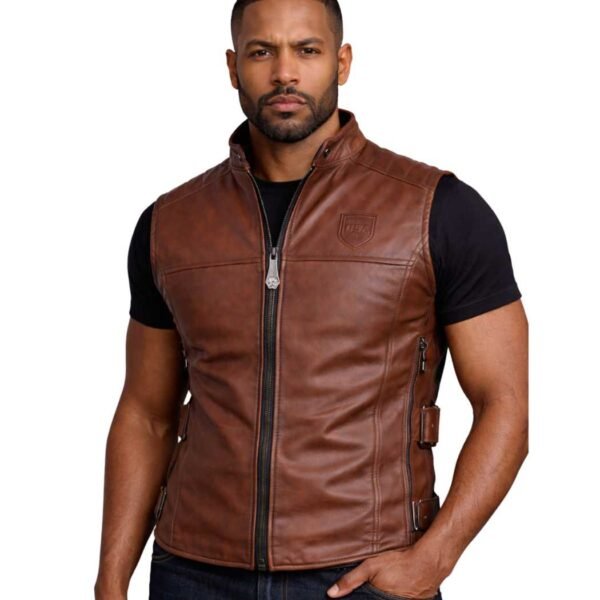 Men's Brown Leather Vest - Vilhelm