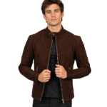 Fernando Quilted Brown Suede Biker Jacket