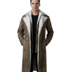 Cai Distressed Brown Leather Shearling Coat