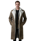 Cai Distressed Brown Leather Shearling Coat