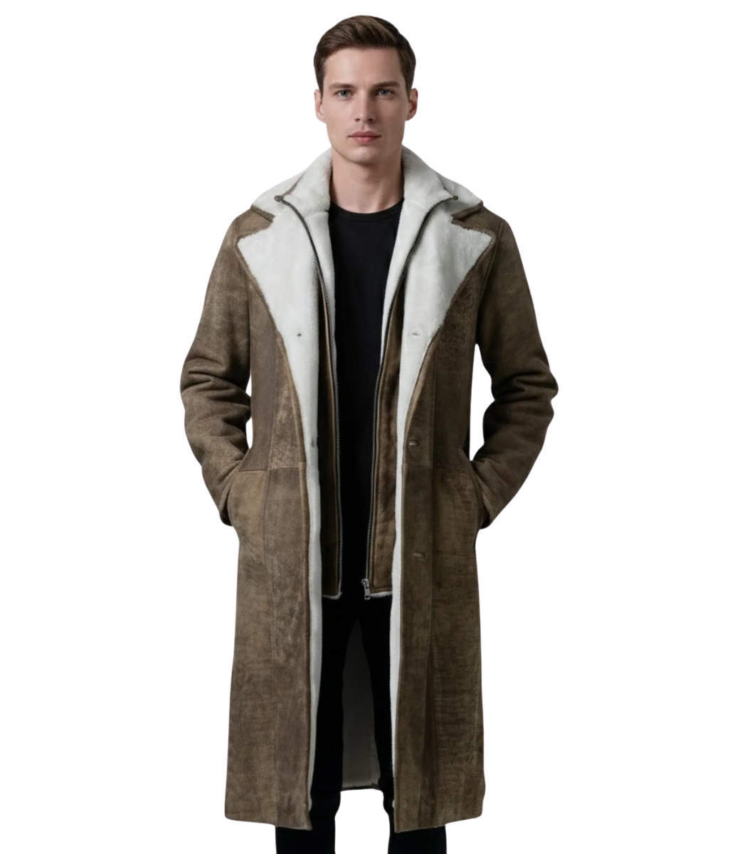 1 Cai Distressed Brown Leather Shearling Coat - Image 1