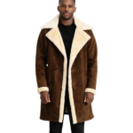 Charles Brown Suede Leather Shearling Double-Breasted Coat