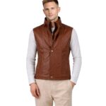 Zane Waxed Brown Leather Vest