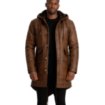 Delvin Distressed Brown Leather Parka
