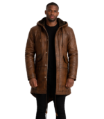 Delvin Distressed Brown Leather Parka