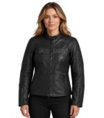 Women's Skull-Graphic Leather Riding Jacket - Mette