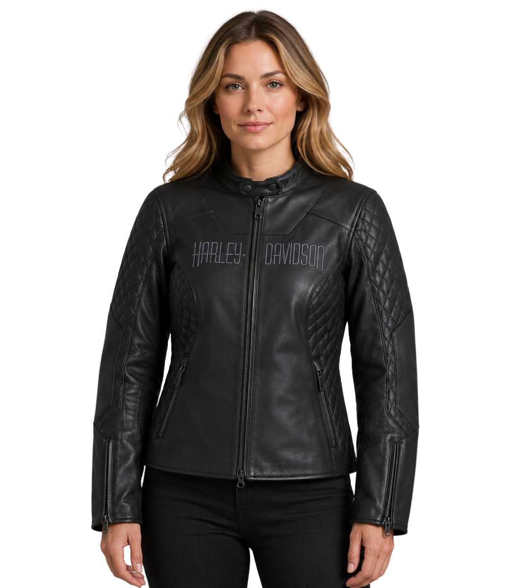 1 Women's Skull-Graphic Leather Riding Jacket - Mette - Image 1