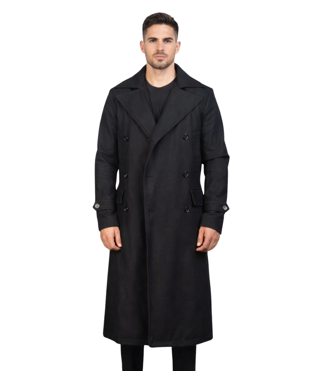 1 Detective Black Wool Coat - Image 1