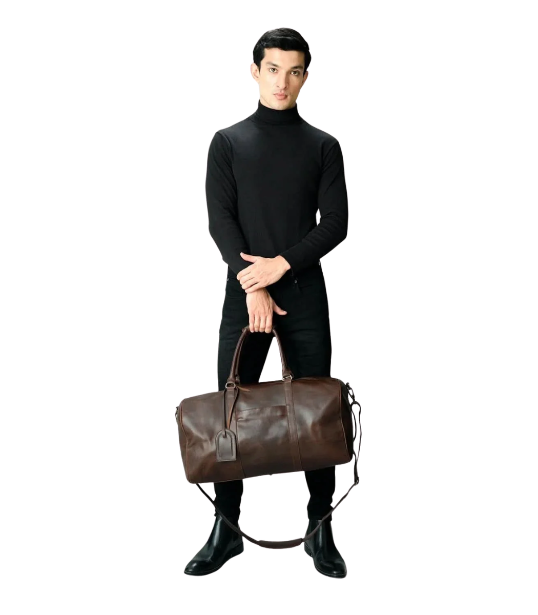1 Vintage Brown Leather Duffle Bag - Darri - Image 1