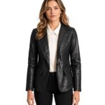 Cora Quilted Black Leather Blazer