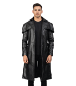 Deux Black Leather Duster