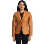 Cora Quilted Brown Leather Blazer