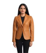 Cora Quilted Brown Leather Blazer