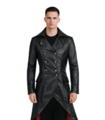 Double Breasted Gothic Raven Black Coat
