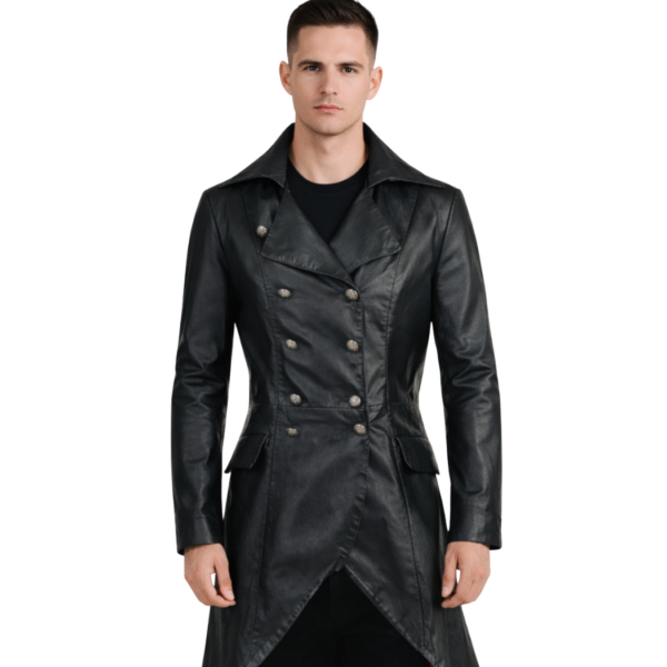 Men's Gothic Raven Black Double-Breasted Coat - Ragnar