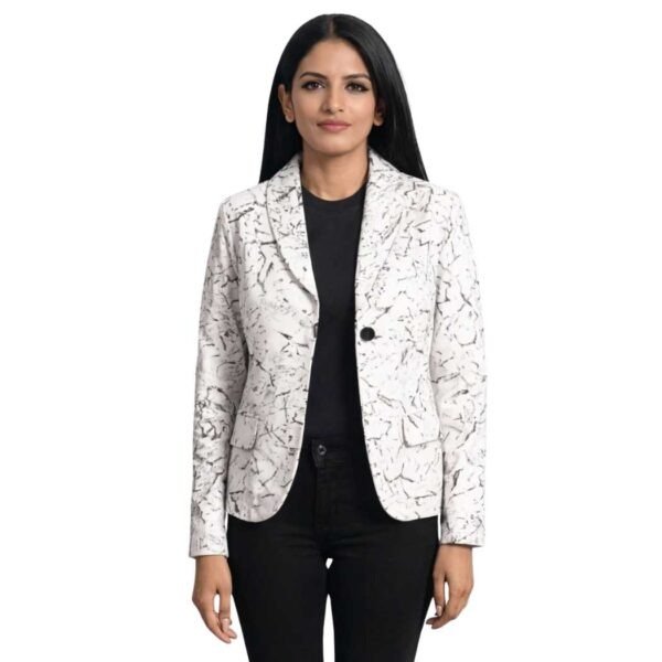 Women's White Leather Blazer ? Nora