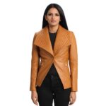 Women's Tan Brown Leather Blazer – Ida
