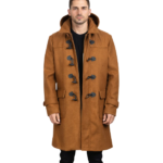 Drake Khaki Wool Hooded Duffle Coat