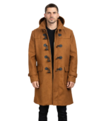 Drake Khaki Wool Hooded Duffle Coat