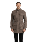 Everett Grey Suede Field Coat